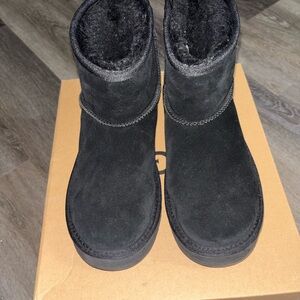 UGG Black Suede Boots with Shearling Lining